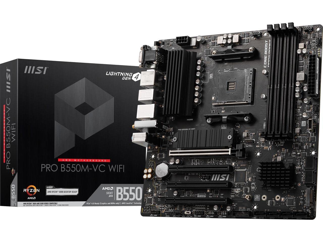 MSI PRO B550M-VC WiFi ProSeries Motherboard (AMD AM4, DDR4, PCIe 4.0, SATA 6Gb/s, M.2, USB 3.2 Gen 2, HDMI/DP, Wi-Fi, mATX) 🍁 All In One Marketplace Canada