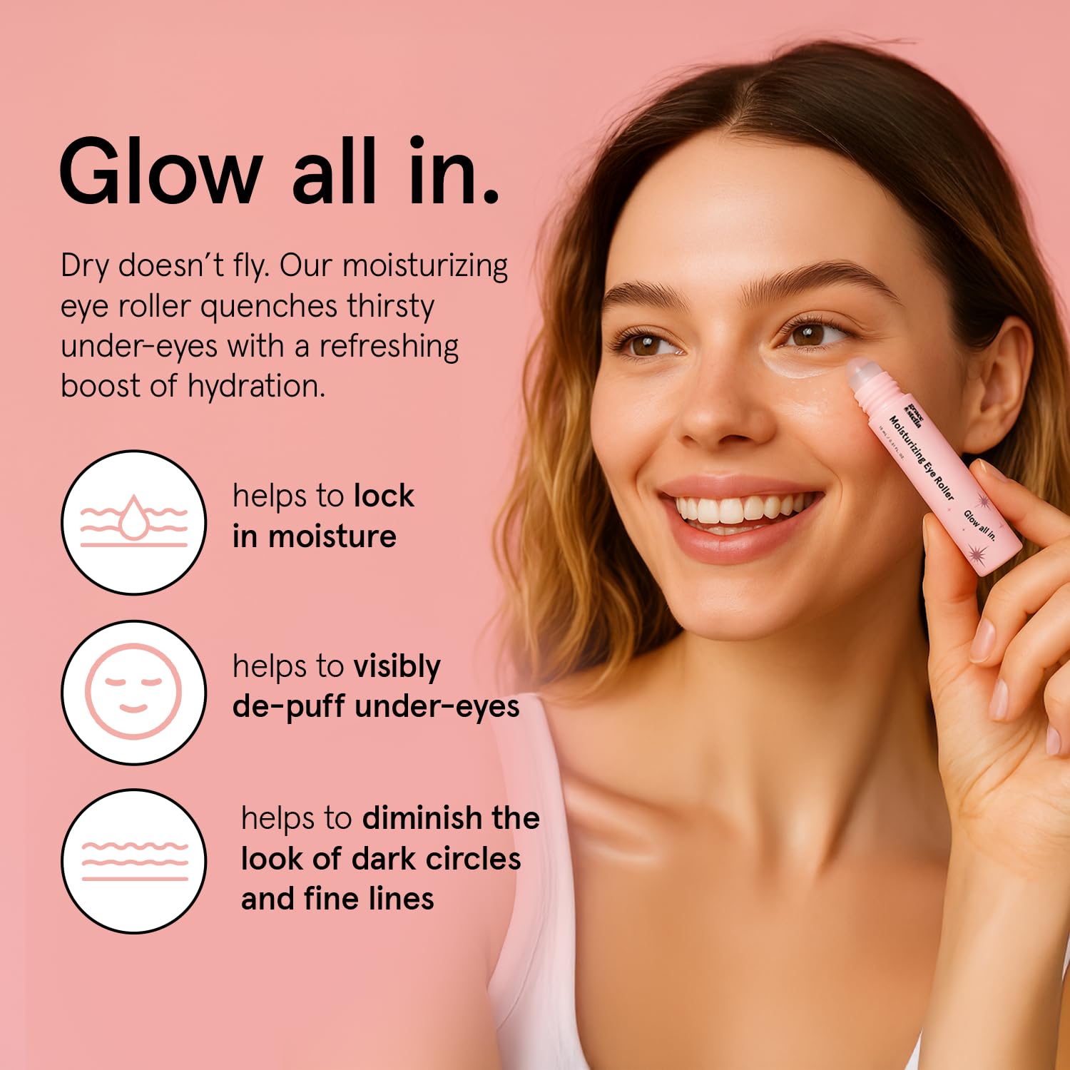 grace & stella Eye Serum Roller with Rose Quartz Rollerball - Hyaluronic Acid & Caffeine Under Eye Cream for Dark Circles & Puffiness - Airplane Travel Essentials - Vegan Skincare (15ml / 0.51floz) 🍁 All In One Marketplace Canada