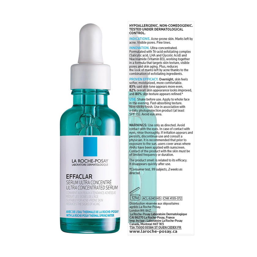 La Roche Posay Glycolic Acid Face Serum with Niacinamide & Salicylic Acid. Effaclar Ultra Concentrated Exfoliating Serum, Acne-Prone & Mature Skin, Recommended by Dermatologists, 30mL 🍁 All In One Marketplace Canada