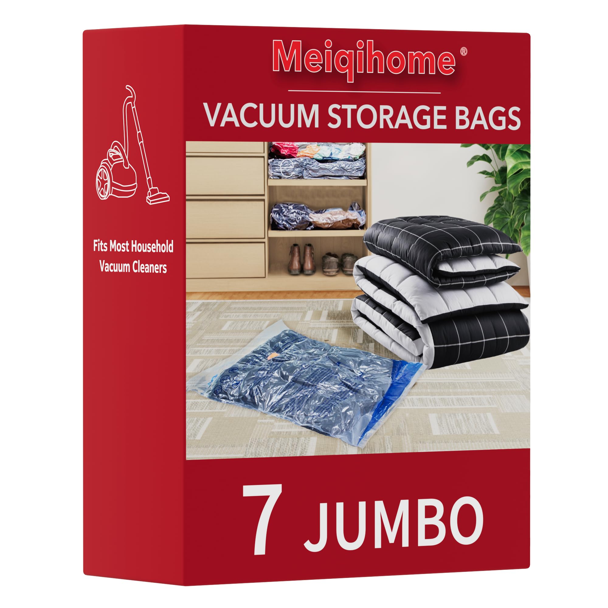 Vacuum Storage Bags 7 Jumbo, Space Saver Sealer Bags,Plastic Packaging Bags,Compression Bags for Clothes, Pillows, Comforters, Blankets, Bedding 🍁 All In One Marketplace Canada