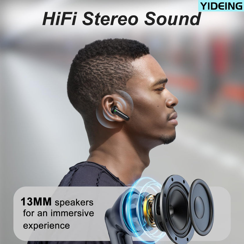 Wireless Earbuds, Bluetooth 5.3 Headphones with HiFi Stereo Sound,40H Playtime with LED Power Display Charging Case, IPx7 Waterproof in-Ear Earphone with Mic for Phone Computer Laptop,Black 🍁 All In One Marketplace Canada
