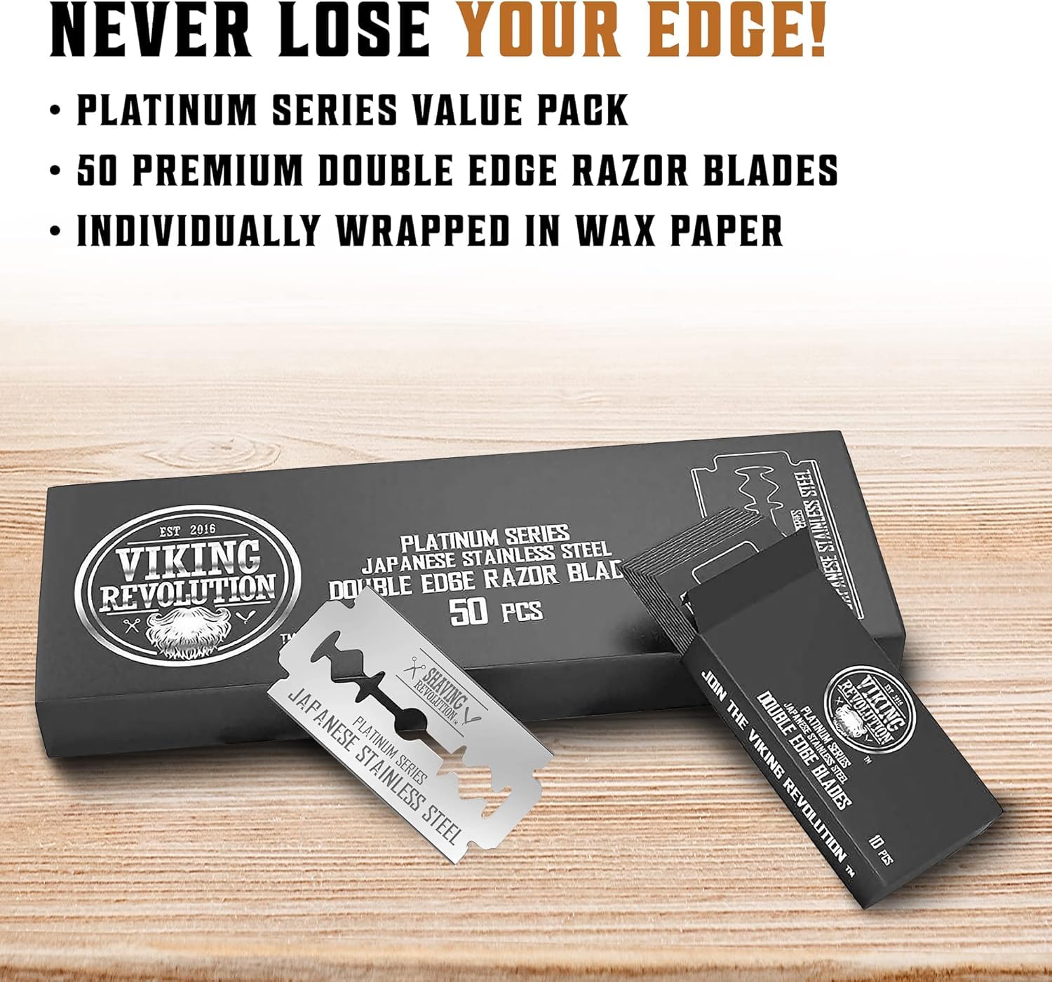 Viking Revolution 50x Safety Razor Blades Men - Platinum Japanese Stainless Steel Double Edge Razor Blade For A Smooth, Precise And Clean Shave - Razor Blades Double Edge - Safety Razor Blade 🍁 All In One Marketplace Canada