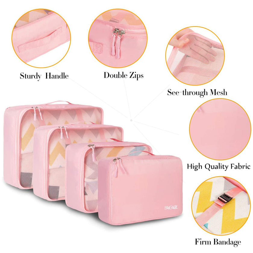 BAGAIL 8 Set Packing Cubes, Lightweight Travel Luggage Organizers with Shoe Bag, Toiletry Bag & Laundry Bag (Blush Pink) 🍁 All In One Marketplace Canada