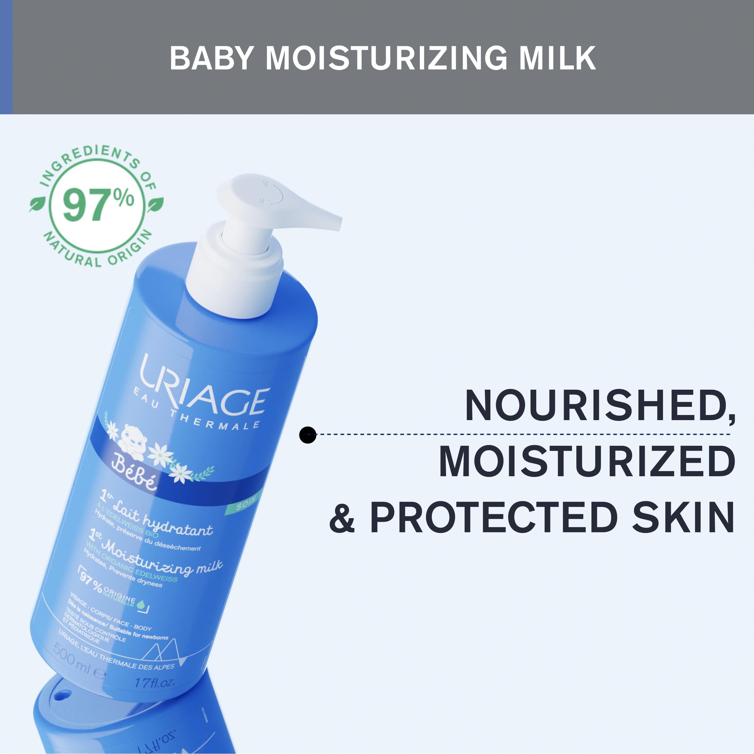 URIAGE Bébé - 1st Moisturizing Cream with Organic Edelweiss & Shea Butter | Hydrates & Prevents Dryness, Fast-Absorbing, Non-sticky, 97% Ingredients of Natural Origin - 500 ml 🍁 All In One Marketplace Canada