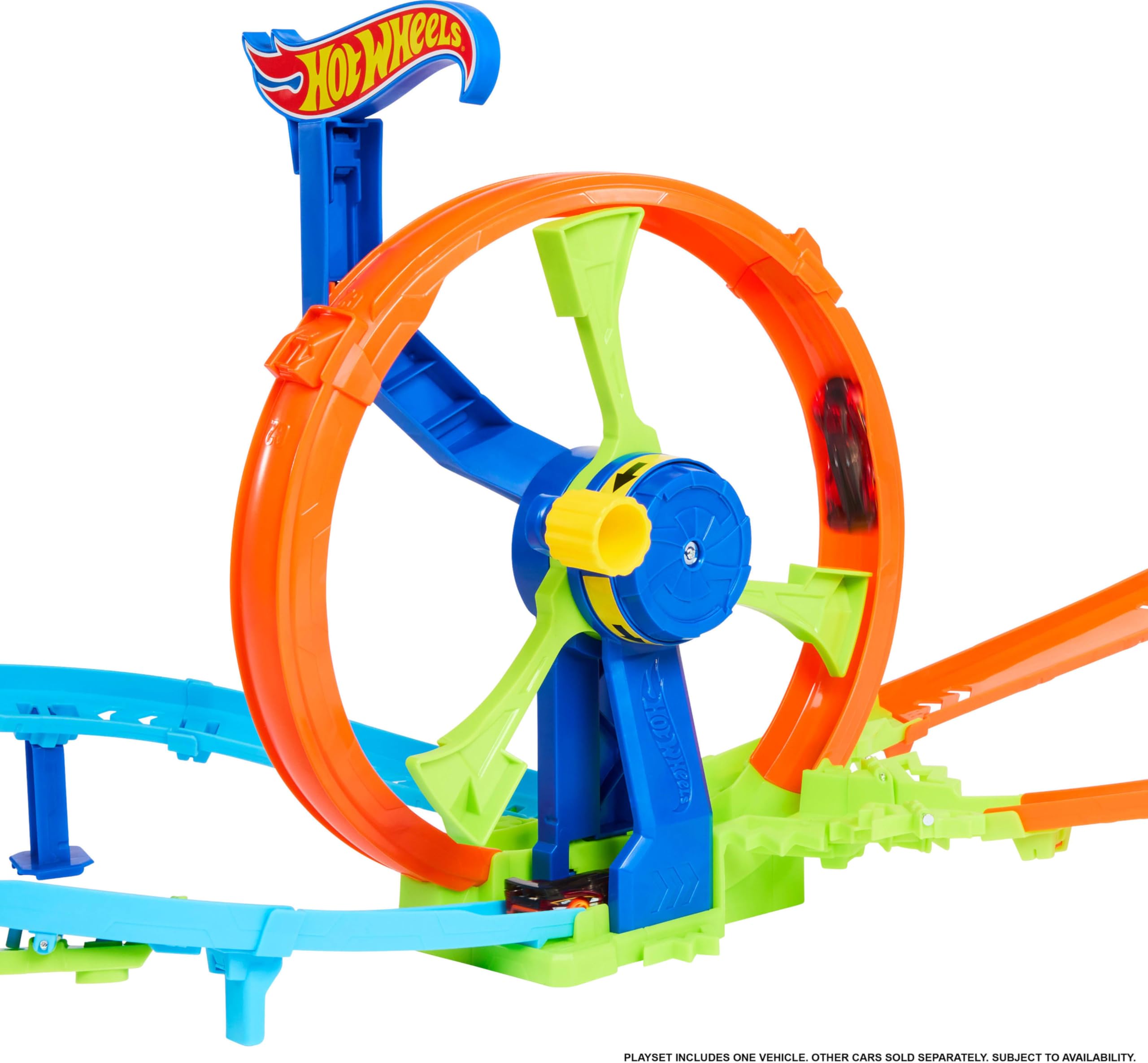 Hot Wheels Toy Car Track Set, Launch and Loop Playset & 1:64 Scale Die-Cast Vehicle, Crash Area on Figure 8 Track with Loop-Kicker Booster 🍁 All In One Marketplace Canada