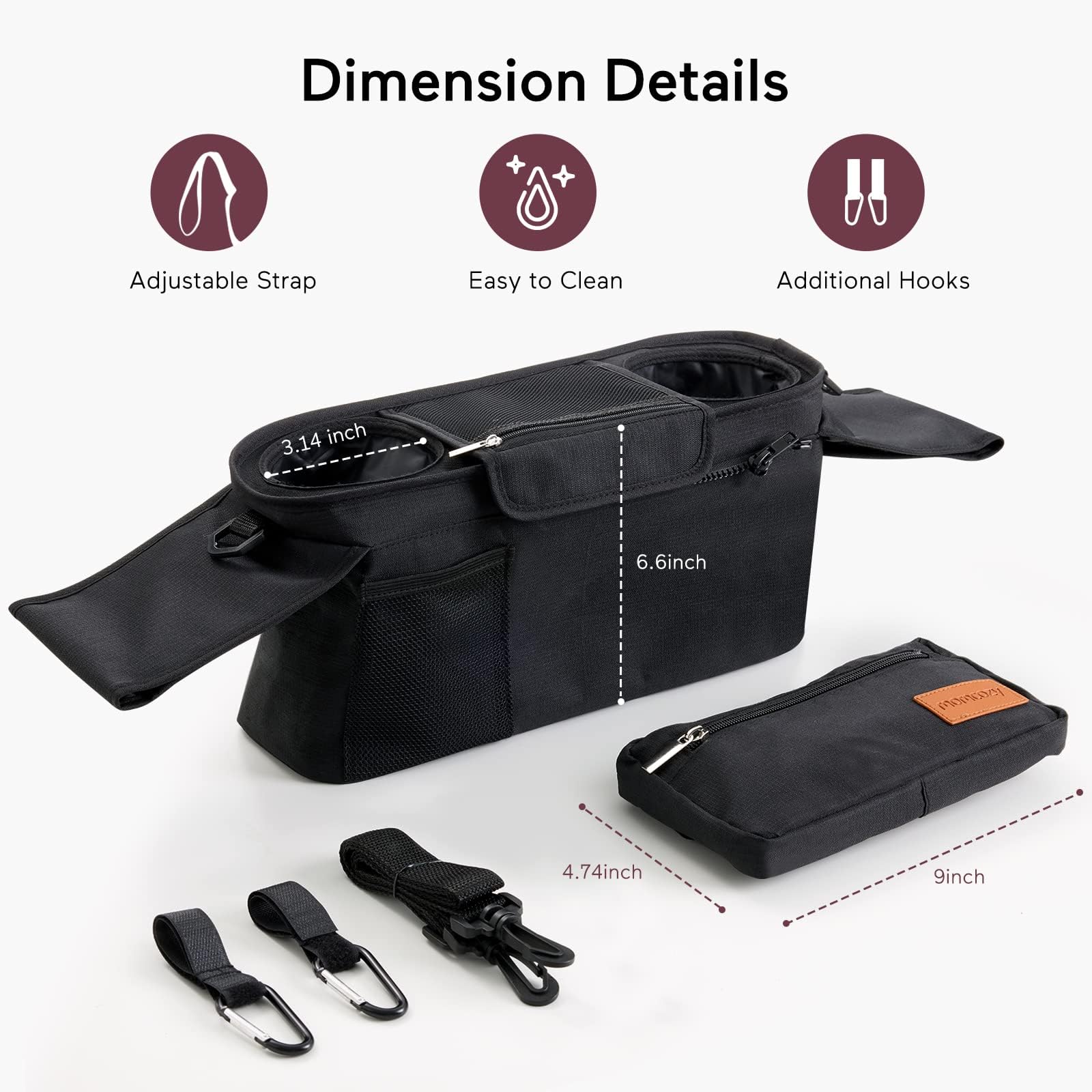 Universal Stroller Organizer with Insulated Cup Holder by Momcozy - Detachable Phone Bag & Shoulder Strap, Fits for Stroller like Uppababy, Baby Jogger, Britax, BOB, Umbrella and Pet Stroller 🍁 All In One Marketplace Canada