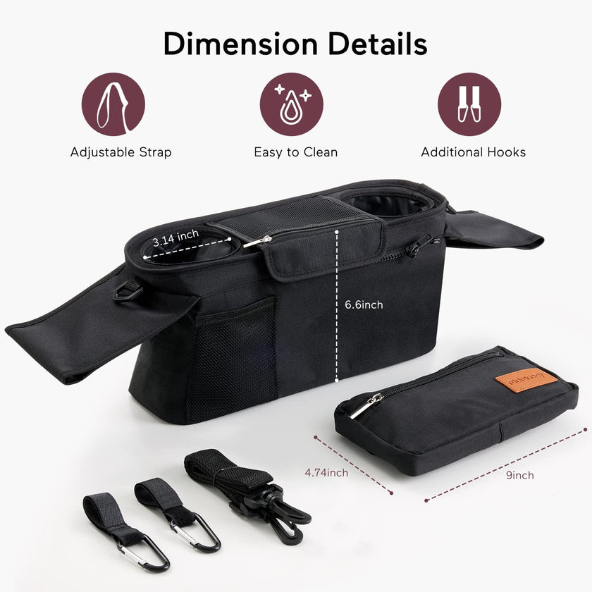 Universal Stroller Organizer with Insulated Cup Holder by Momcozy - Detachable Phone Bag & Shoulder Strap, Fits for Stroller like Uppababy, Baby Jogger, Britax, BOB, Umbrella and Pet Stroller 🍁 All In One Marketplace Canada
