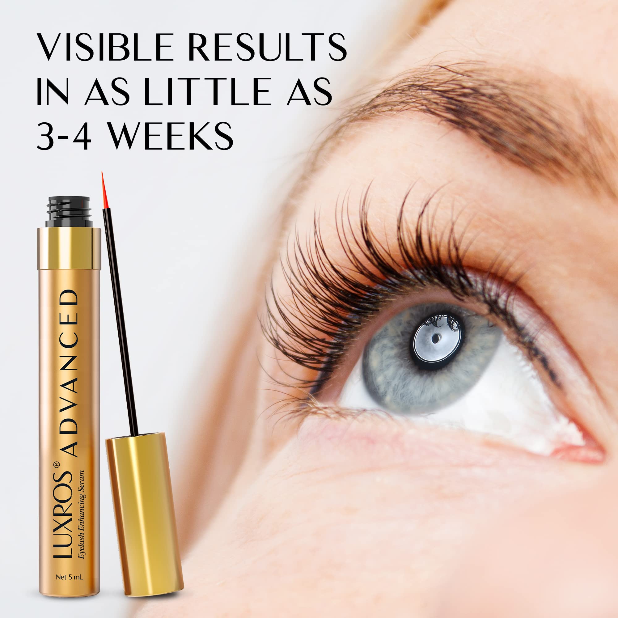 LUXROS Eyelash Serum 5 mL, Eyelash Enhancer Serum for Longer, Thicker Healthier Lashes, Made in USA, 5mL 6 Month Supply 🍁 All In One Marketplace Canada