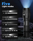 wowlite Tactical Flashlight, Wowlite Ultra Bright XML T6 LED Torch with 5 Light Modes & Adjustable Focus for Emergency Camping Hiking (2 Pack) 🍁 All In One Marketplace Canada