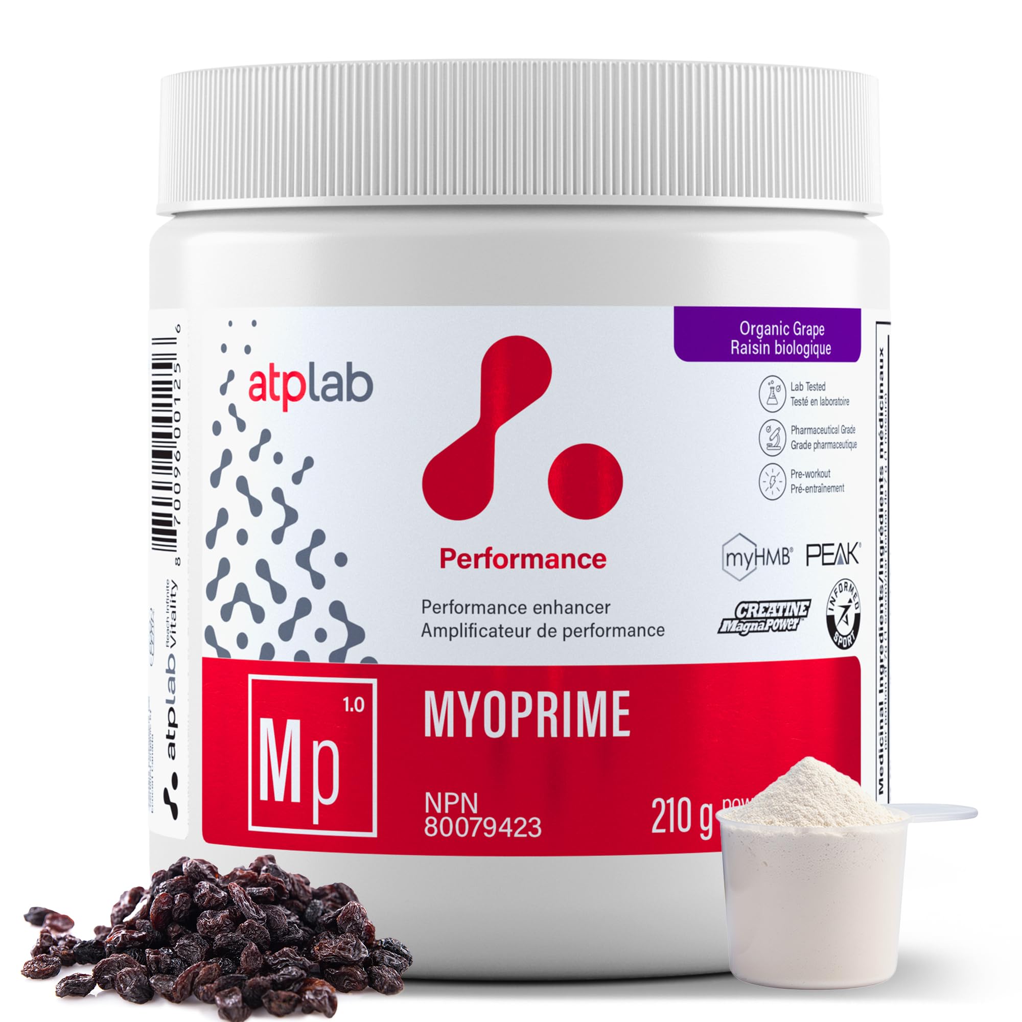 atplab Myoprime Creatine Monohydrate Powder, Creatine, Organic Grape, 210 g 🍁 All In One Marketplace Canada