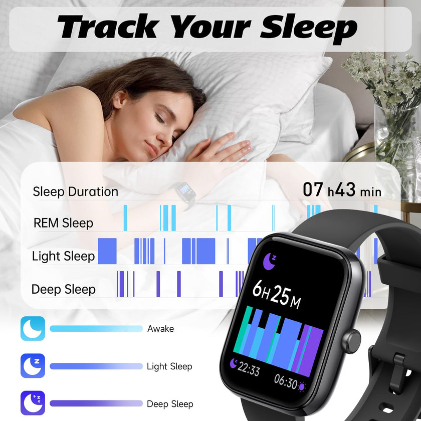 Smart Watch for Men Women with Bluetooth Call, Alexa Built-in, Heart Rate & Sleep Monitor, 1.83