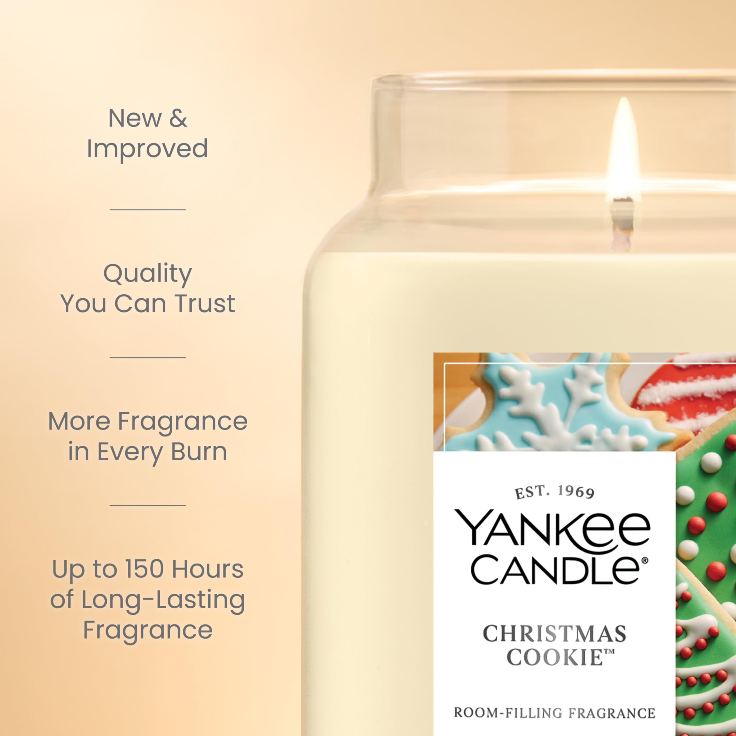 Yankee Candle Large Jar Scented Candle with up to 150 Hour Burn Time, Premium Plant Wax Blend for Cleaner Consistent Burn and Room Filling Fragrance, 22 oz, Christmas Cookie 🍁 All In One Marketplace Canada