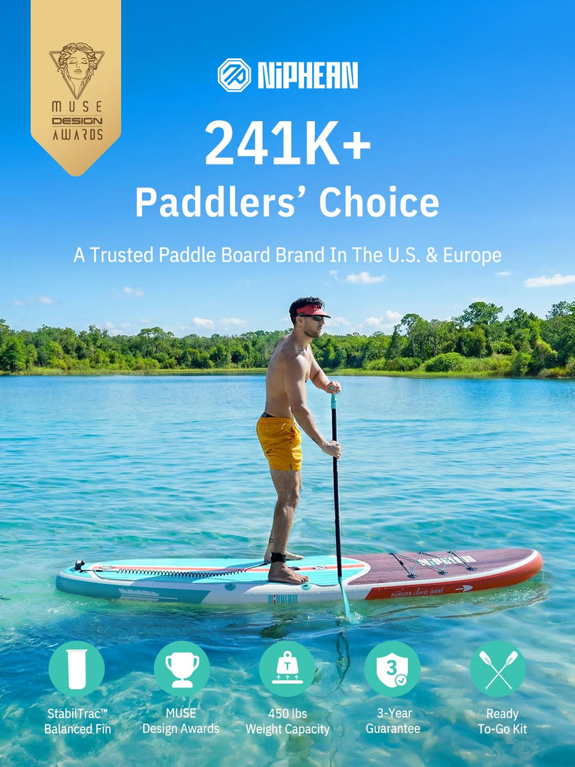 Niphean Inflatable Stand Up Paddle Board with SUP Accessories, 10'6'' All-Round Inflatable SUP, Anti-Slip EVA Deck, Inflatable Paddle Board for Adults & Youth 🍁 All In One Marketplace Canada