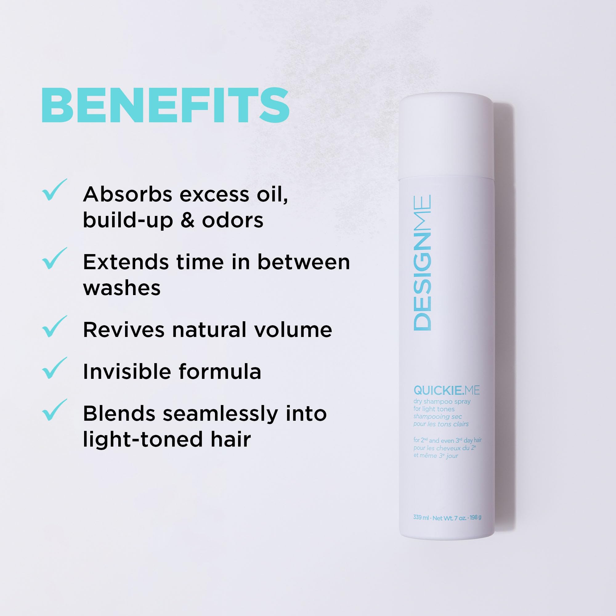 DESIGNME QUICKIE.ME Dry Shampoo Spray | Oil Absorbing | Root Lifting Shampoo for Light Tone, 339mL 🍁 All In One Marketplace Canada