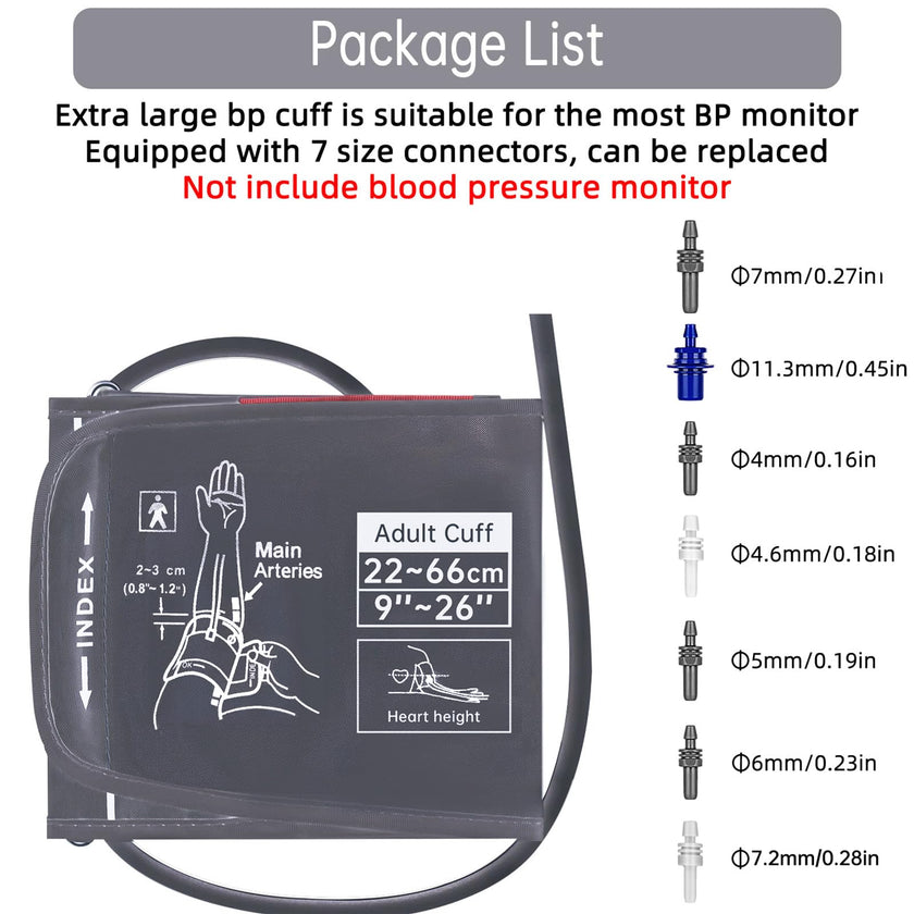 Alcarefam Extra Large Blood Pressure Cuff, 22-66cm XXL Cuff for Big Arms, Replacement Adult Cuff Compatible with Omron BP Monitors, 7 Connectors 🍁 All In One Marketplace Canada