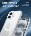 FNTCASE for iPhone 16 Case Clear: Magnetic Phone Cases with Screen Protector Drop Proof Compatible with Magsafe Slim Anti Yellowing Rugged Shockproof Protective Cell Cover (A-Clear Magnetic) 🍁 All In One Marketplace Canada