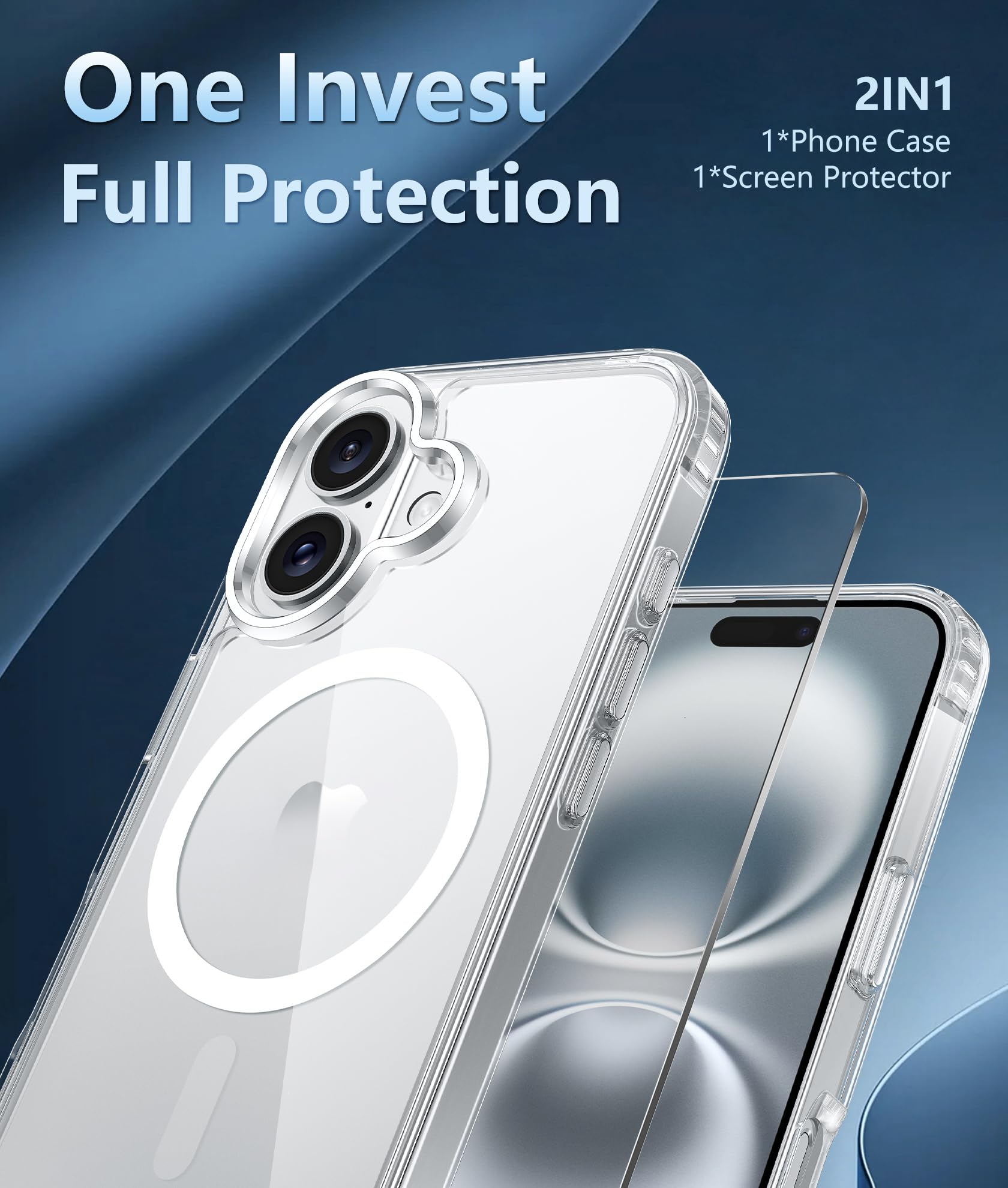 FNTCASE for iPhone 16 Case Clear: Magnetic Phone Cases with Screen Protector Drop Proof Compatible with Magsafe Slim Anti Yellowing Rugged Shockproof Protective Cell Cover (A-Clear Magnetic) 🍁 All In One Marketplace Canada