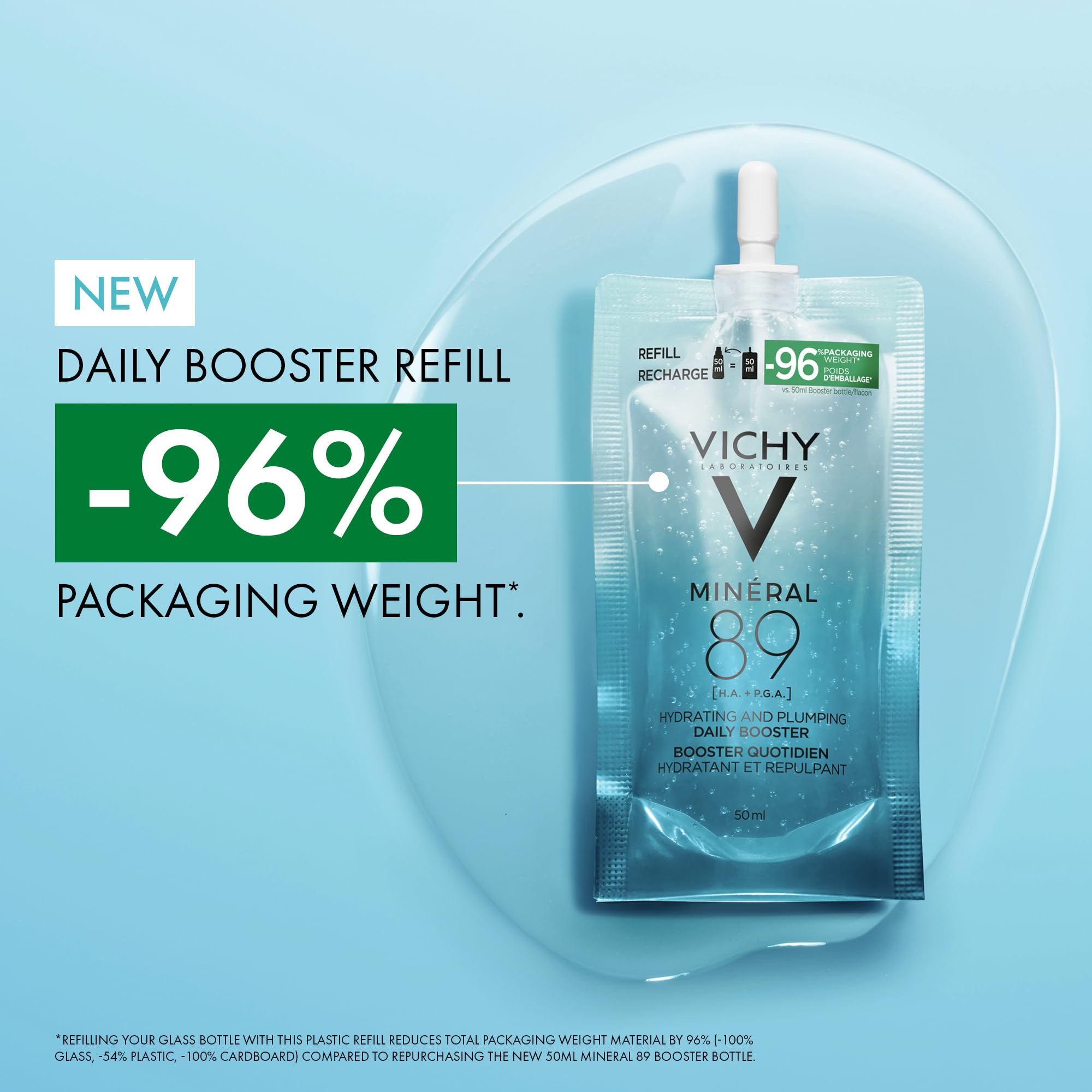 Vichy Hydrating Hyaluronic Acid Serum, Mineral 89 Serum and Daily Skin Booster with Natural Origin Hyaluronic Acid, Hydrates and Strengthens Sensitive Skin, 50mL 🍁 All In One Marketplace Canada