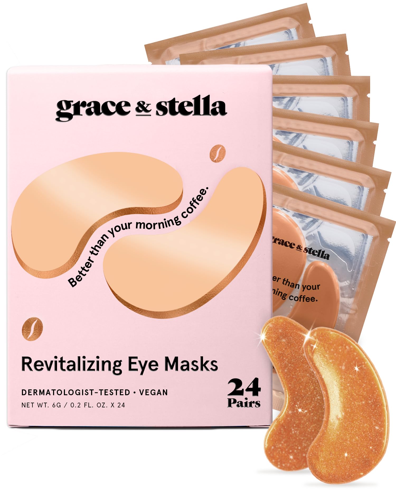 grace and stella Eye Patches with Caffeine - Under Eye Patches for Puffy Eyes - Revitalizing Under Eye Mask - Eye Pads with Niacinamide & Hyaluronic Acid - Vegan Eye Mask Skincare, 24 Pairs 🍁 All In One Marketplace Canada