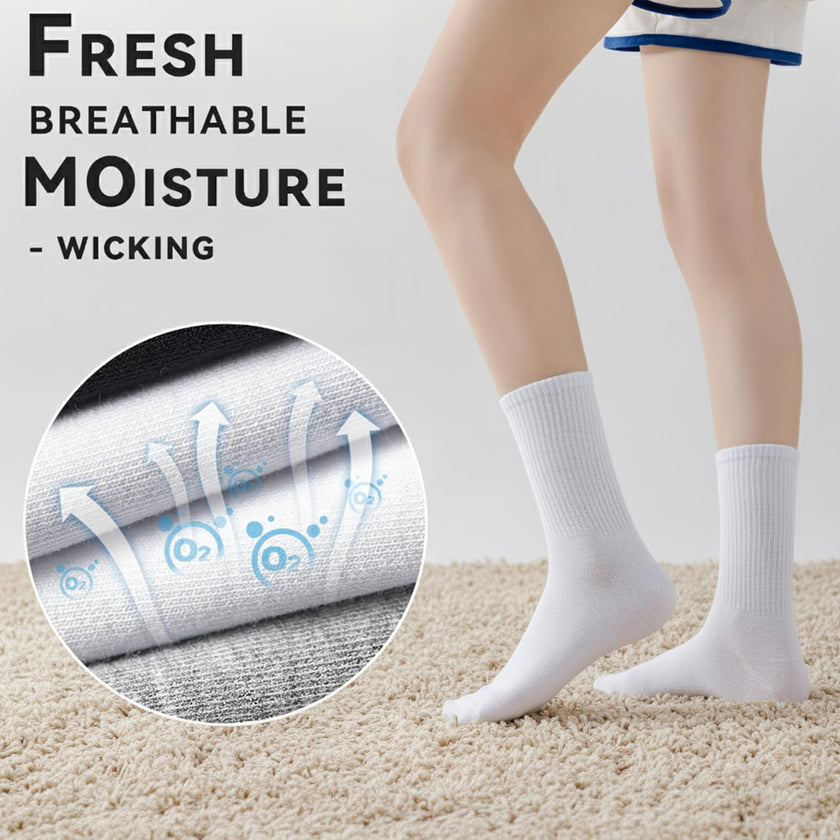 VoJoPi Crew Socks for Women, 5 Pairs Cotton Soft and Moisture Wicking Calf Socks Lightweight Work & Casual Wear, Size 5-10 🍁 All In One Marketplace Canada