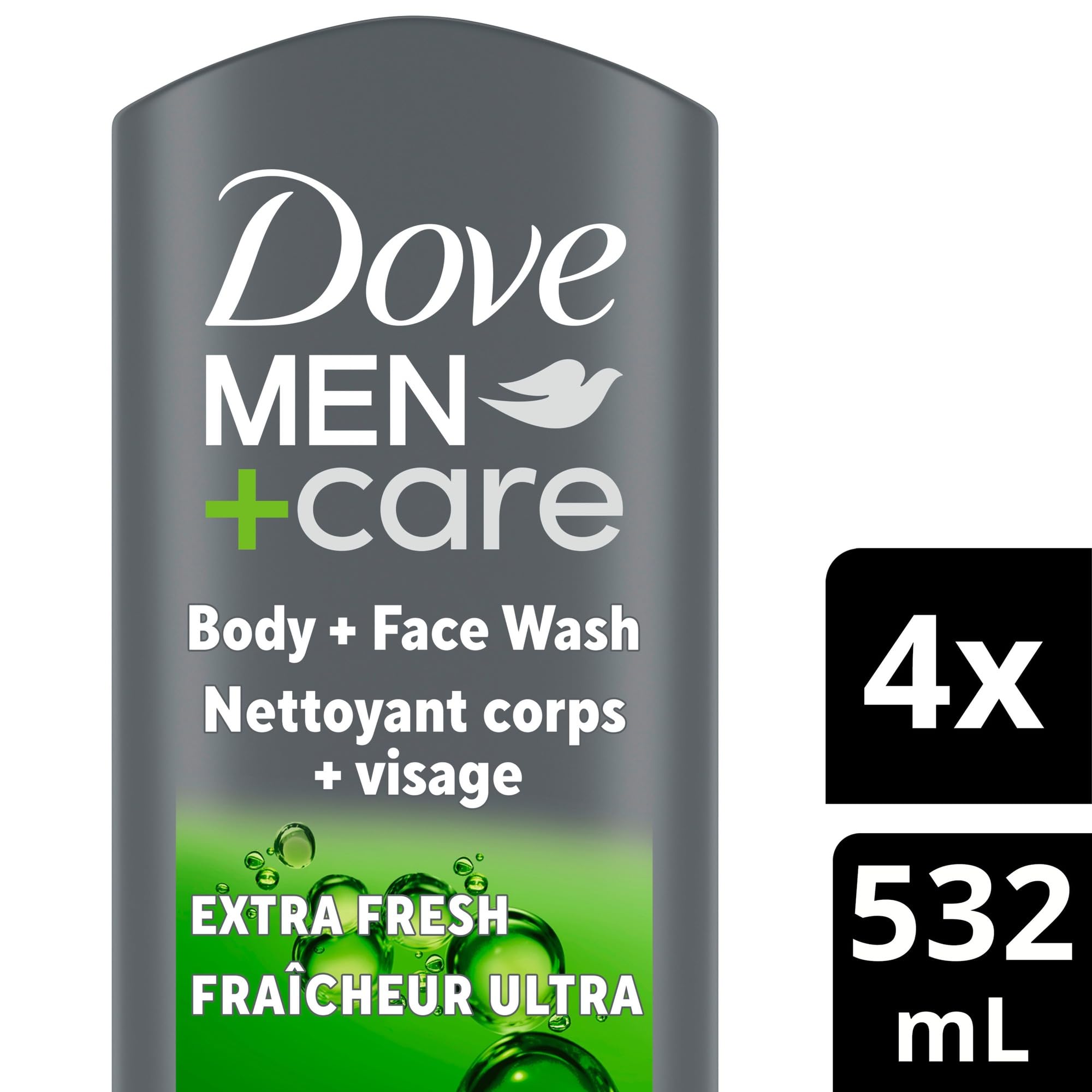 Dove Men+Care Body and Face Wash, with 24-hour Nourishing Micromoisture for Healthy & Smooth Skin, Extra Fresh, Men's Body Wash, 532ml 🍁 All In One Marketplace Canada
