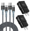 Adaptive Fast Charger and USB-C Cable 10ft(3m), Excgood Type C Cable Fast Charging Compatible with Galaxy A16/A15/A13/A14/A03s, S25 Ultra/S24/S23/S22/S20/S8/9+/10e,Note, Android Phone (2Pack Black) 🍁 All In One Marketplace Canada