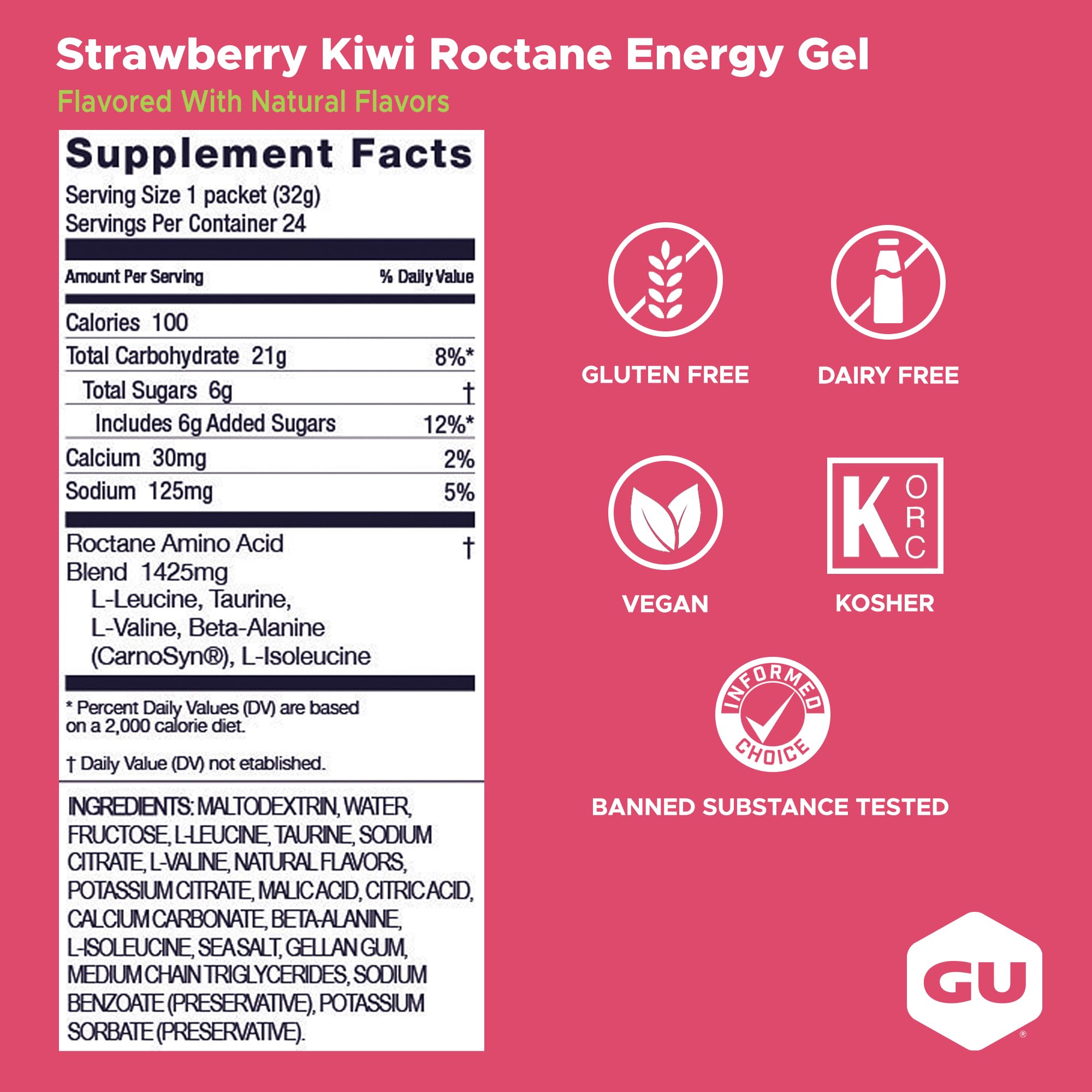 GU ENERGY Roctane Ultra Endurance Energy Gel, Strawberry Kiwi, 24-Count 🍁 All In One Marketplace Canada
