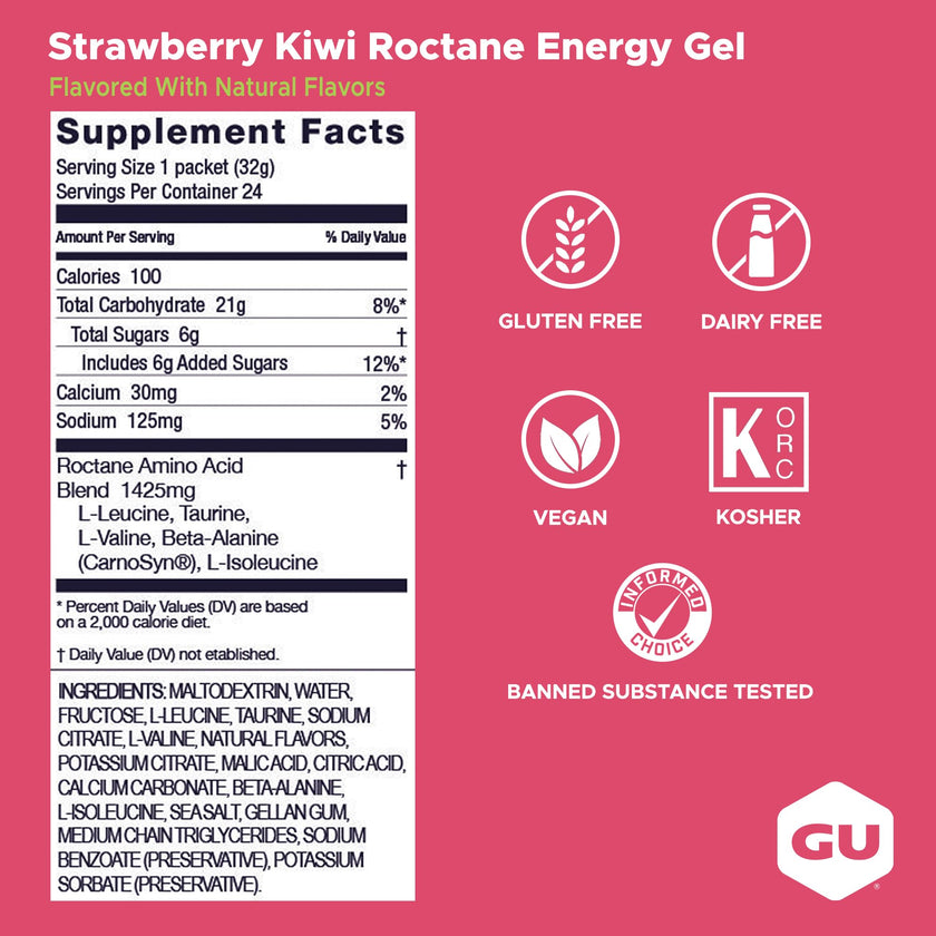 GU ENERGY Roctane Ultra Endurance Energy Gel, Strawberry Kiwi, 24-Count 🍁 All In One Marketplace Canada