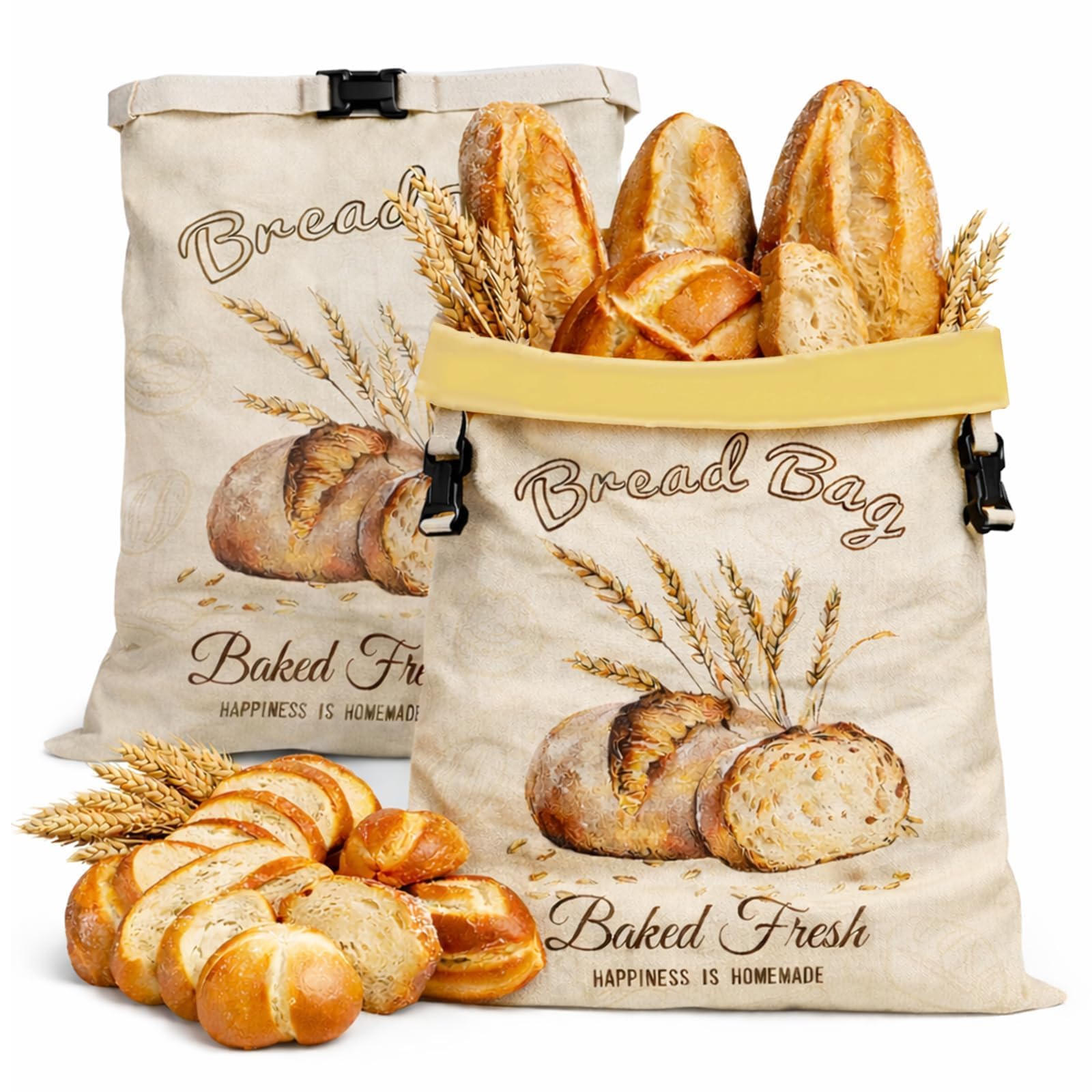 Beeswax Bread Bags for Sourdough, 2 Pack Reusable Bread Bag for Storage XL 17x13 Inch, Large Linen Bags for Homemade Sourdough - Keep Fresh, Freezer Safe 🍁 All In One Marketplace Canada