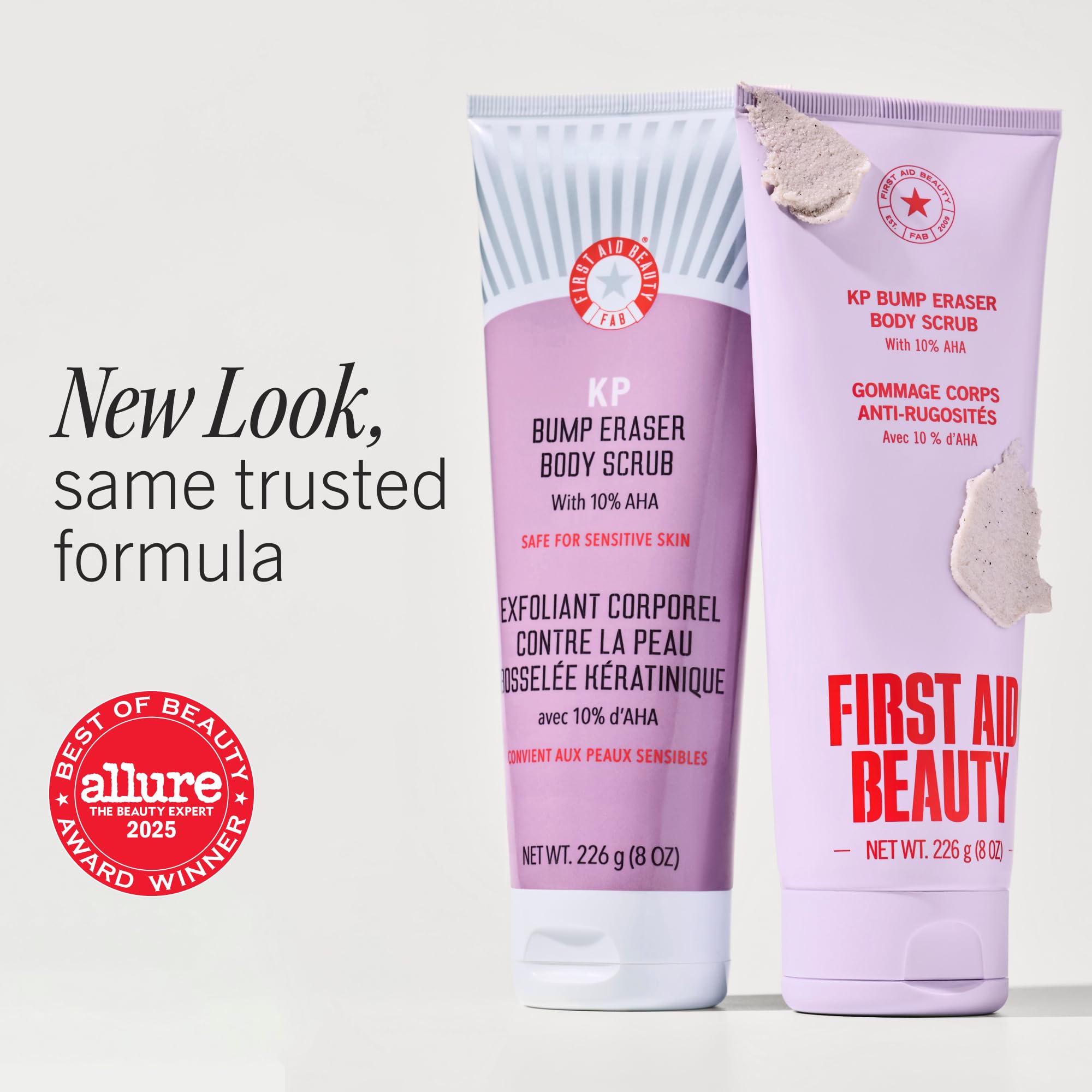 First Aid Beauty KP Bump Eraser Body Scrub, 10% AHA Keratosis Pilaris Exfoliator - Glycolic & Lactic Acid with Pumice, Treatment for Strawberry Legs, Razor Bumps & Rough Bumpy Skin, Safe for Sensitive Skin, 10 oz, Unscented 🍁 All In One Marketplace Canada
