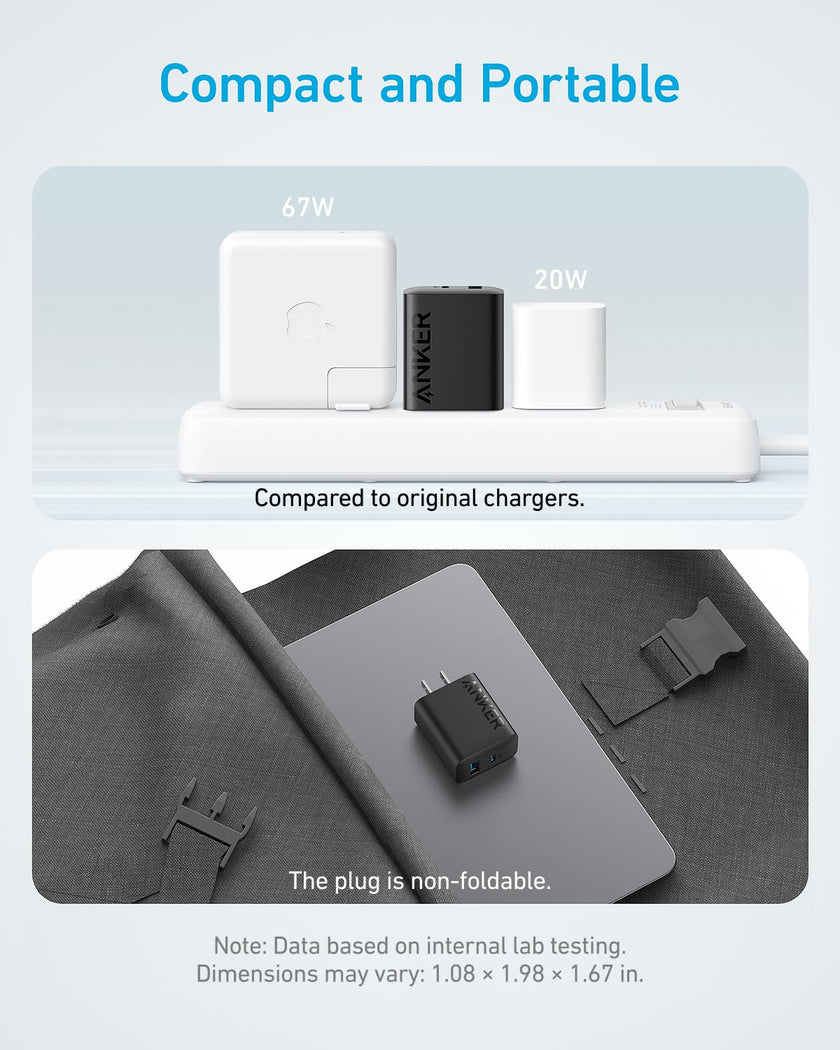 Anker iPhone 17/16 Charger, 2-Pack 20W Fast USB C Charger Block, for iPhone 17/16/16 Pro Max/15 Series/iPad Pro and More (2 Pack & 2 Cable)(Black) 🍁 All In One Marketplace Canada