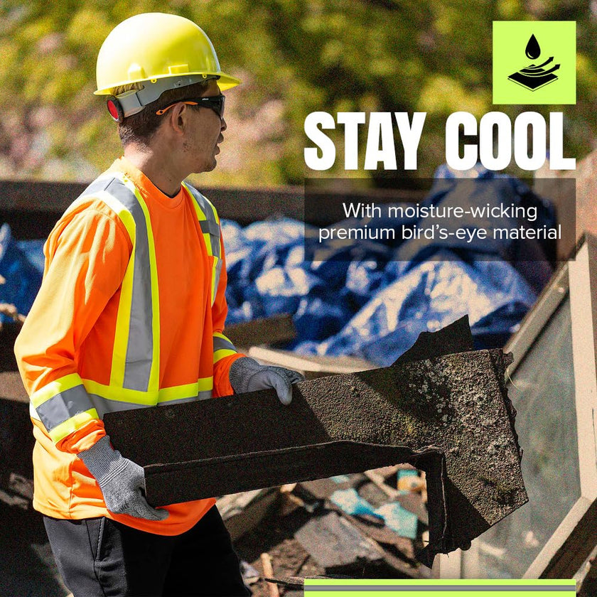 Pioneer High Vis Shirt for Men - Safety Long Sleeve T-shirt - Class 2 🍁 All In One Marketplace Canada