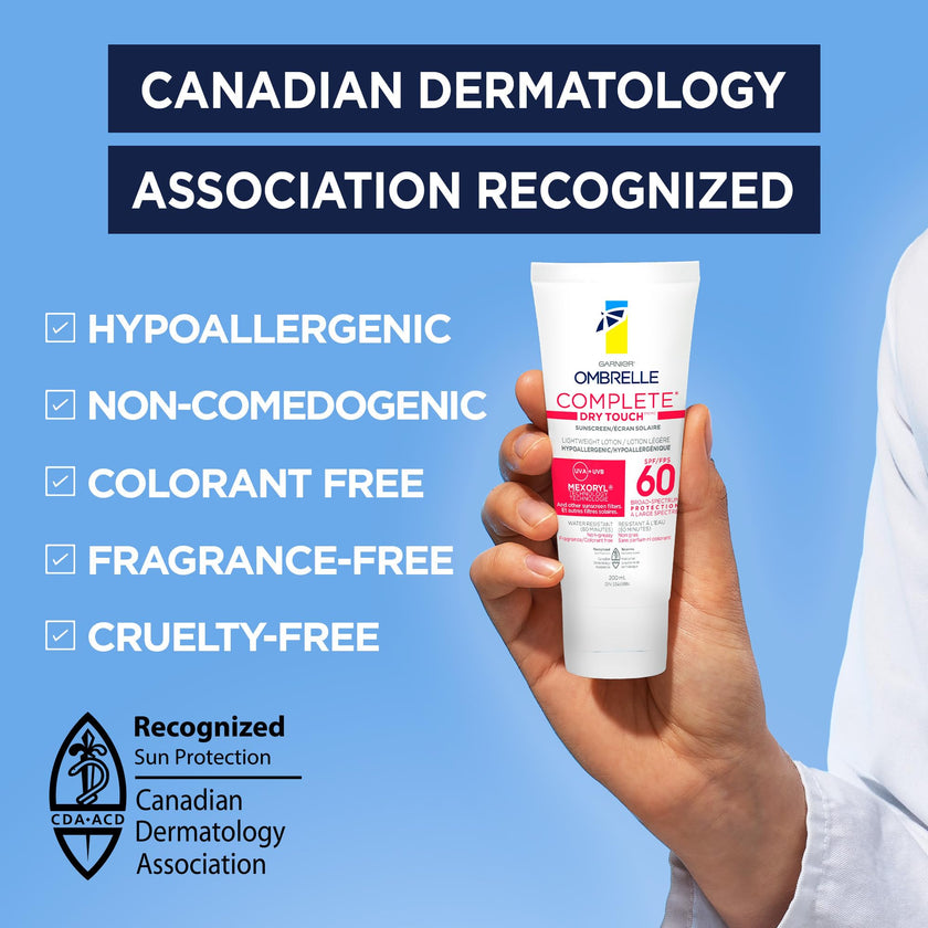 Garnier Ombrelle Complete Dry Touch Sunscreen Lotion, SPF 60, Travel Sunscreen, For Face & Body, For Sensitive Skin, Water-Resistant, Non-Sticky, Very High Broad Spectrum UVA/UVB Protection, 90ml 🍁 All In One Marketplace Canada