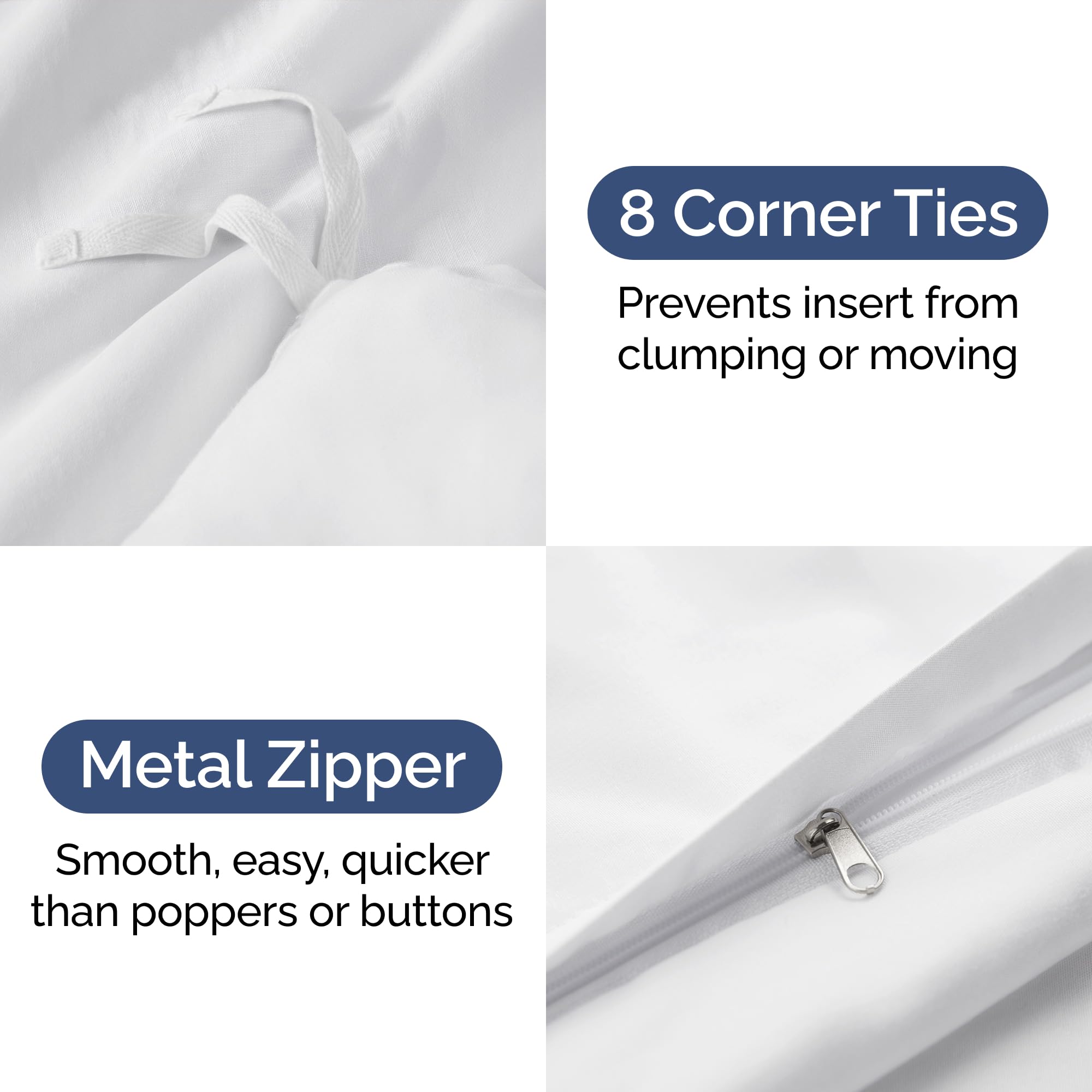 White Duvet Cover Queen Size - Extra Soft Queen Size Duvet Cover - Lightweight, Comfy, Cozy & Breathable - Easy Care & Fade Free with Zipper Closures & Ties - 90