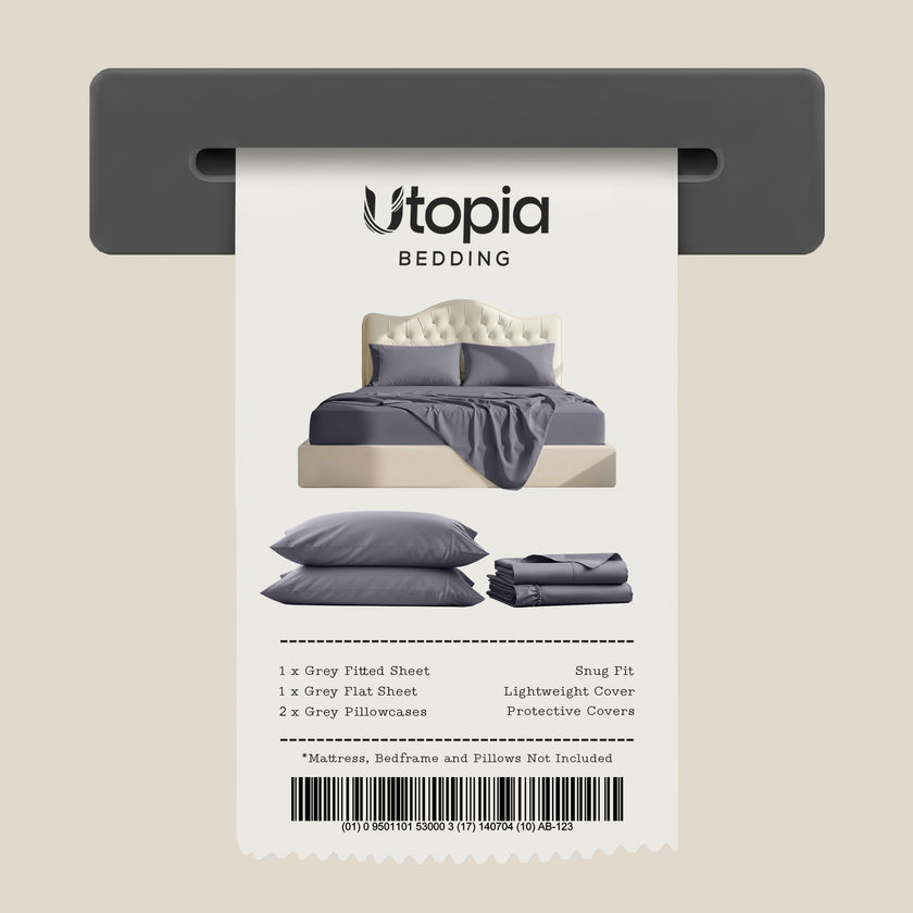Utopia Bedding King Bed Sheets - 4 Piece King Size Cooling Sheet Set - Hotel Luxury Soft Breathable Microfiber, Oeko-TEX, Deep Pocket Easy Fit & Care, Fade & Wrinkle Resistant, Grey 🍁 All In One Marketplace Canada