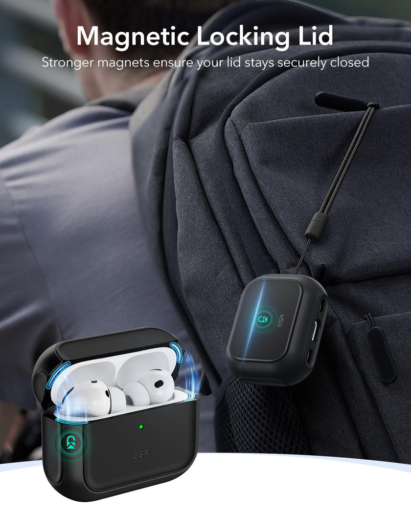 ESR for AirPods Pro 3 Case, Compatible with AirPods Pro Case 3rd Generation (2025), Compatible with MagSafe, Full Drop Protection Cover with Lanyard, Black 🍁 All In One Marketplace Canada