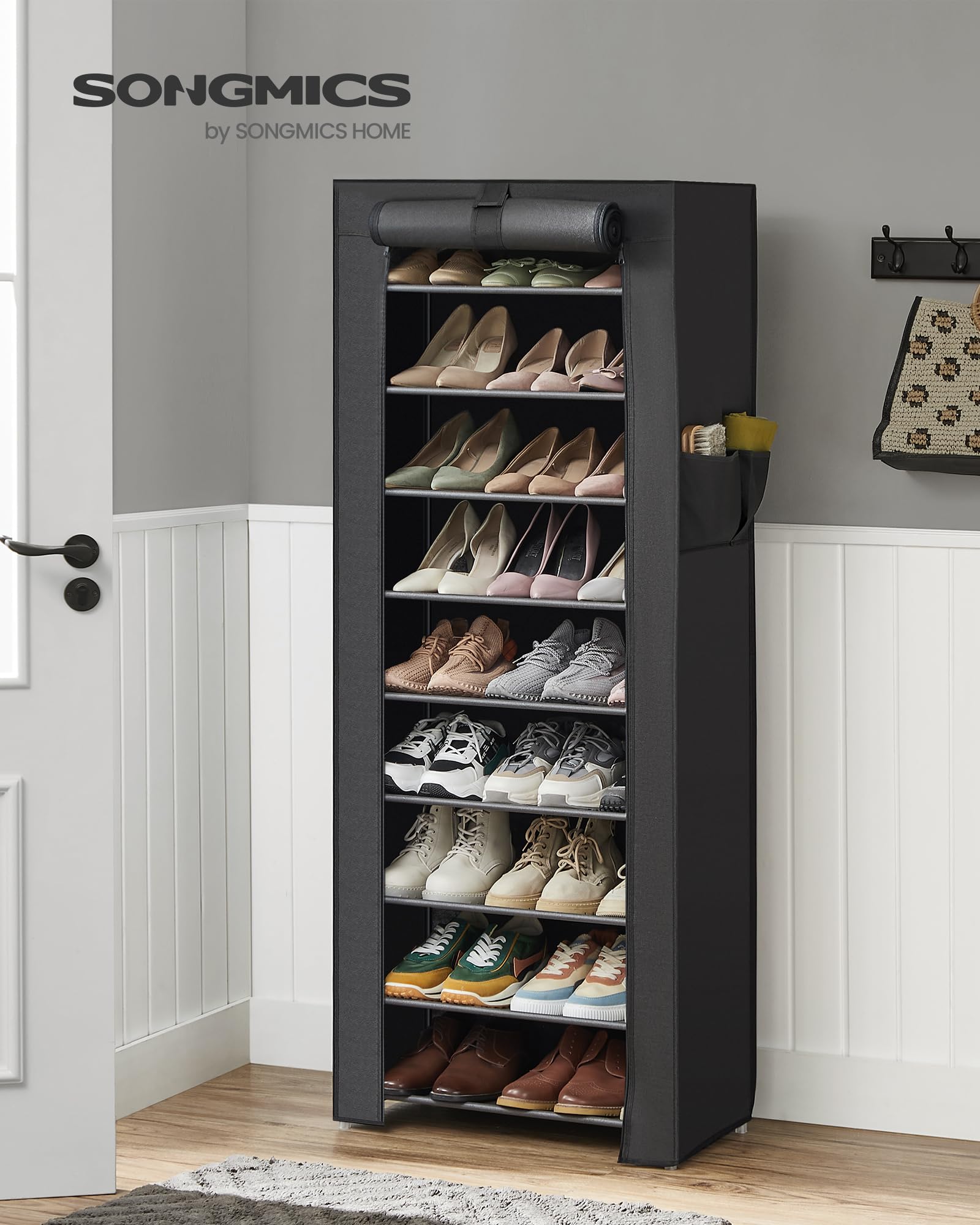 SONGMICS 10-Tier Shoe Rack, Shoe Storage Organizer Cabinet, Black URXJ10H01 🍁 All In One Marketplace Canada