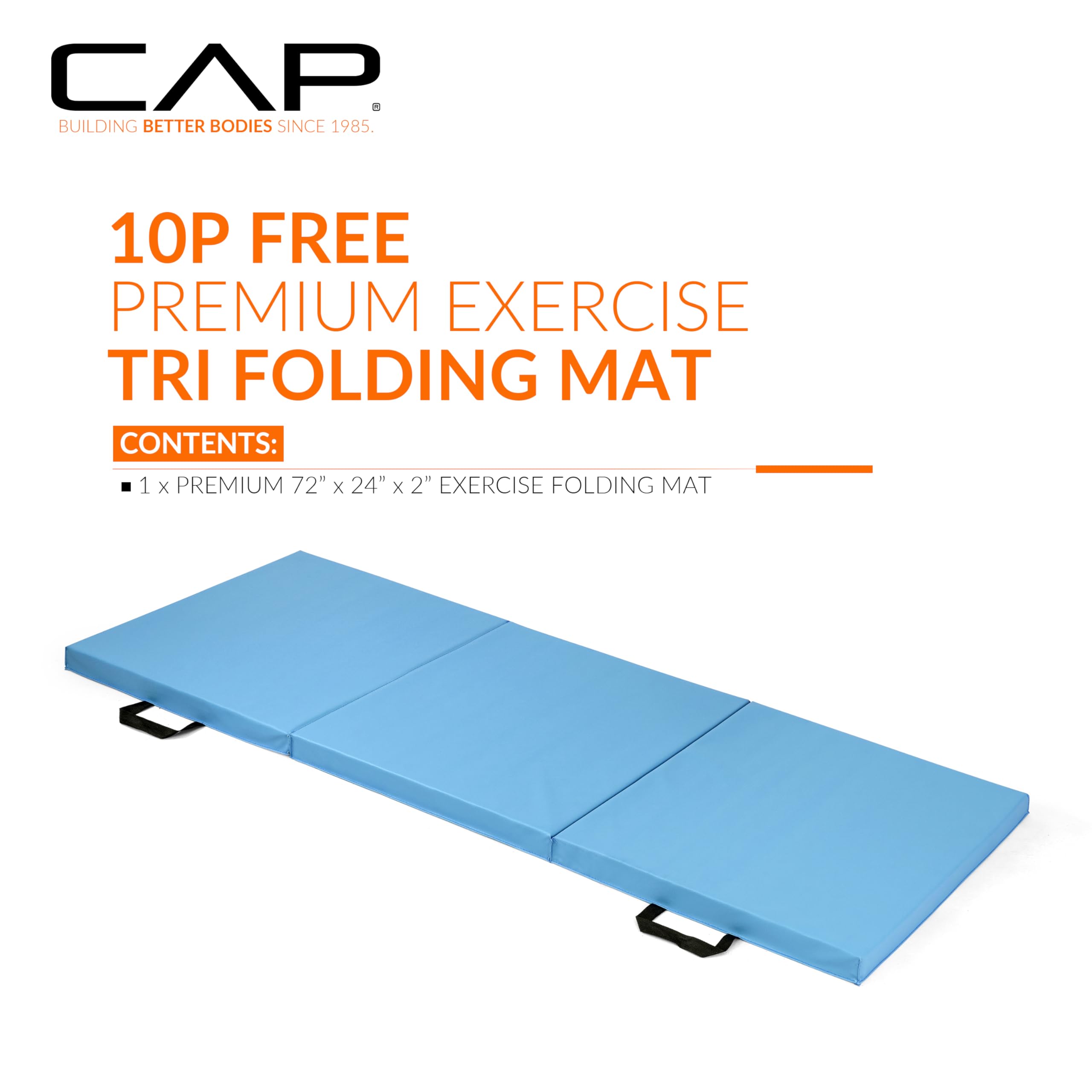 CAP Barbell Folding Exercise Mat – Durable, Anti-Tear, Thick Padding for Fitness, Aerobics, Gymnastics & Home Workouts. 72