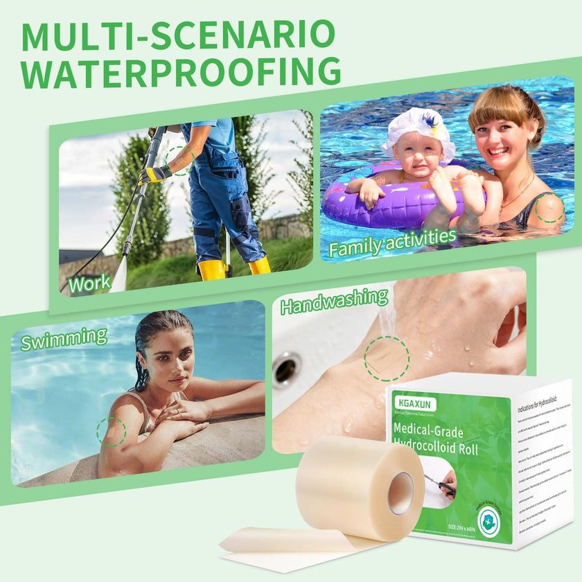 Hydrocolloid Bandages Roll for Wound Care, (2IN*5FT) Hydrocolloid Roll with Self-Adhesive, Cut-to-Size Patch Bandages, Ultra Absorbent, Waterproof, First Aid Kit Essential 🍁 All In One Marketplace Canada