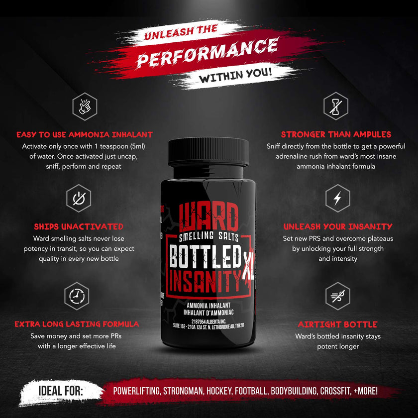 Ward Smelling Salts - Bottled Insanity - Insanely Strong Smelling Salt For Powerlifting Hockey Football Weight Lifting and More | Insane Smelling Salt 🍁 All In One Marketplace Canada