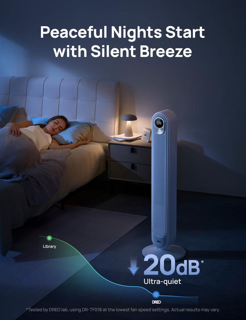 DREO Tower Fan 42 Inch, Cruiser Pro T1 Quiet Oscillating Bladeless Fan with Remote, 6 Speeds, 4 Modes, LED Display, 12H Timer, White Floor Standing Fan Powerful for Indoor Home Bedroom Office Room 🍁 All In One Marketplace Canada