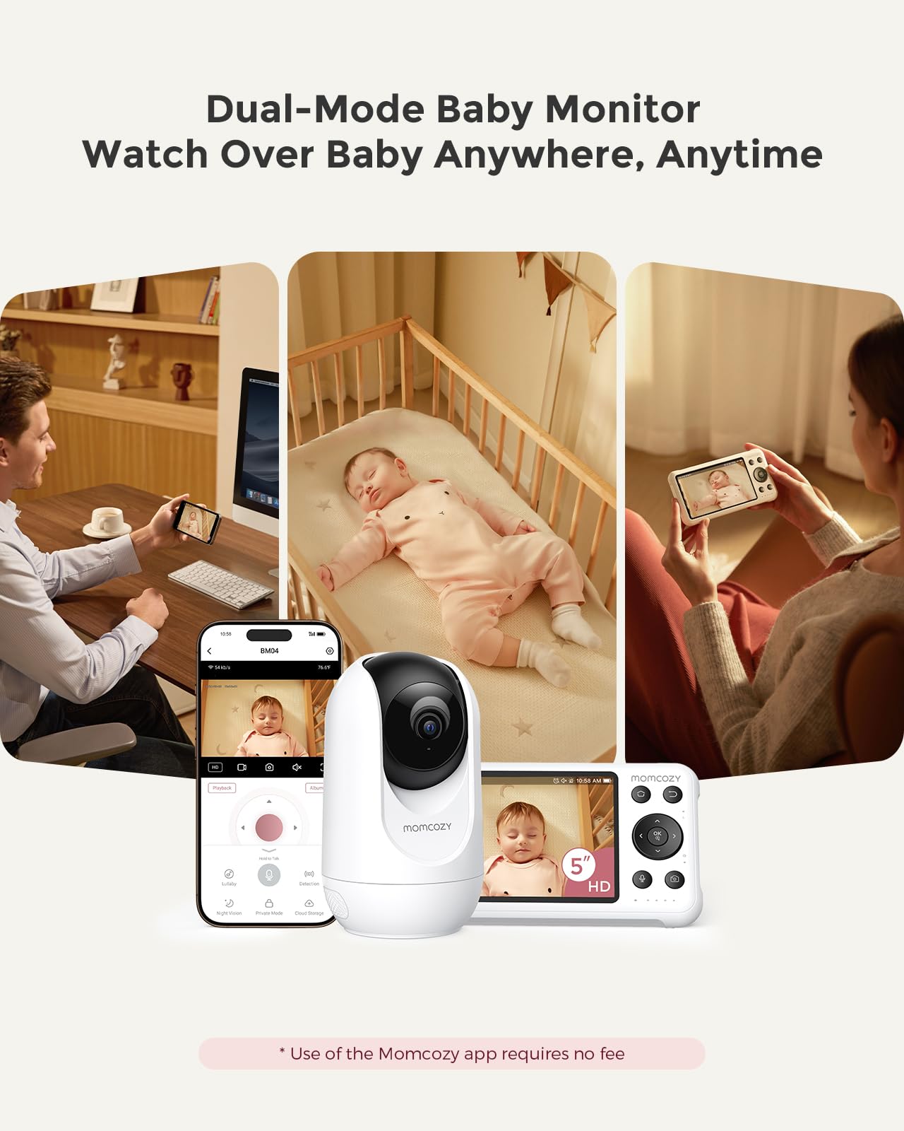 Momcozy Smart WiFi Baby Monitor with Camera and Audio, 5