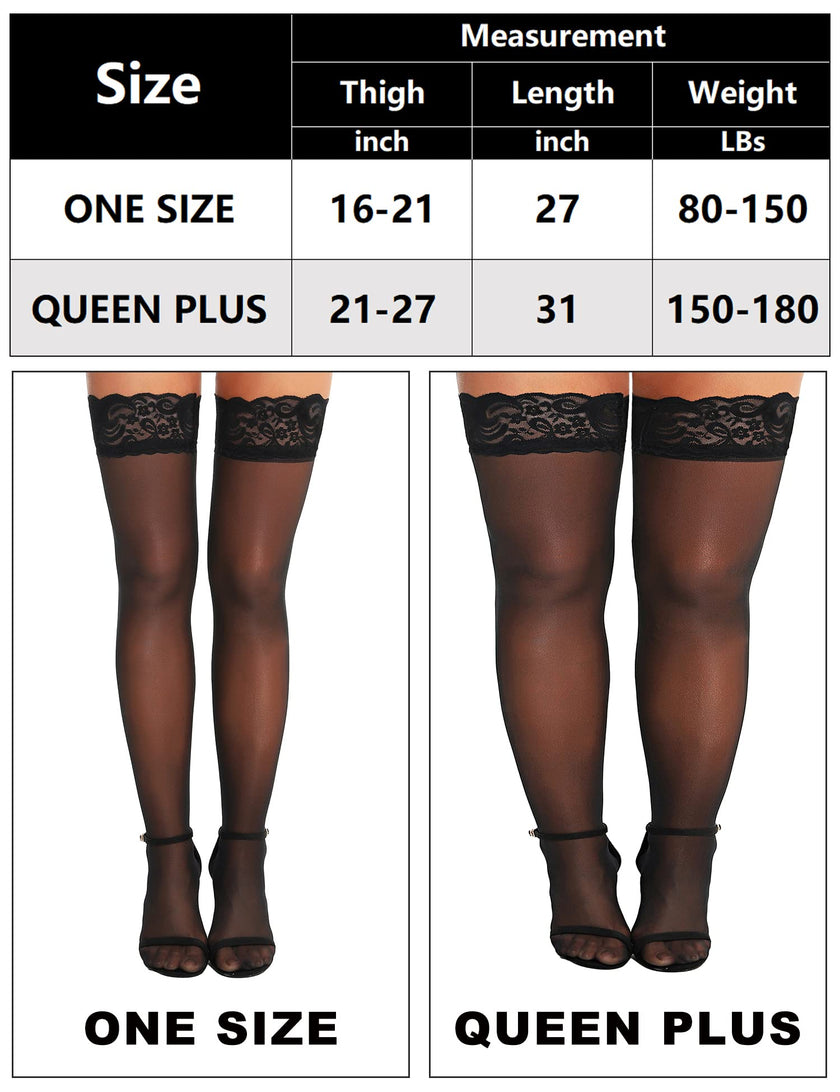RSLOVE Women's Lace Top Thigh High Sheer Stockings Antiskid Silicone Ultra Shimmery Pantyhose Black One Size 🍁 All In One Marketplace Canada