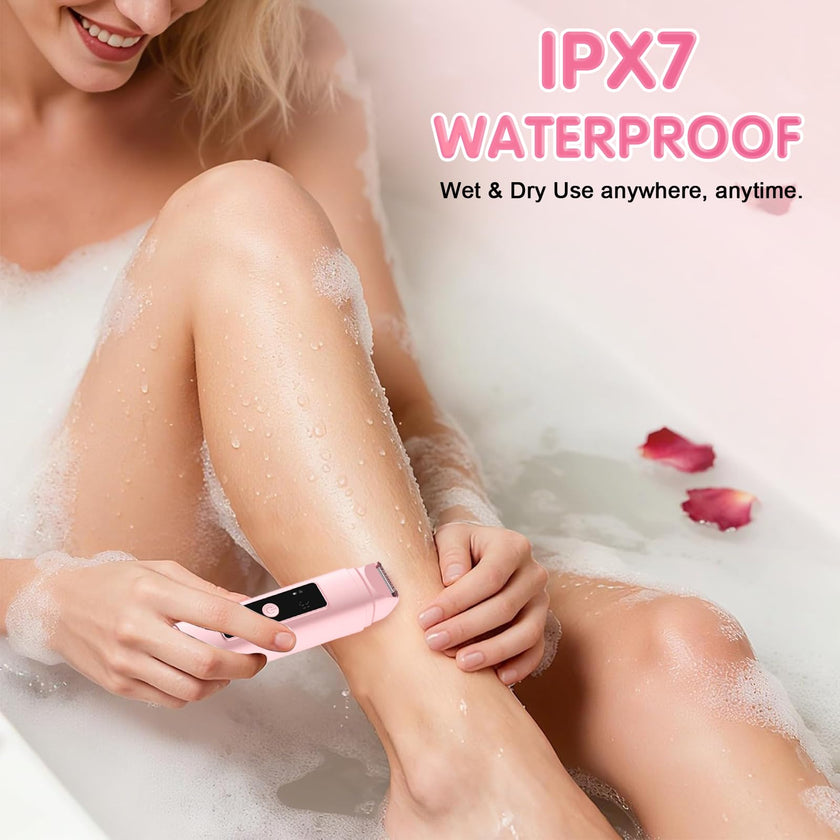 Bikini Trimmer Women, 2 in 1 Electric Razor, Painless Shaver for Women, IPX7 Waterproof USB Rechargeable Wet & Dry Hair Trimmer, Portable Travel Groomer for Bikini Line, Legs and Underarms, Pink 🍁 All In One Marketplace Canada