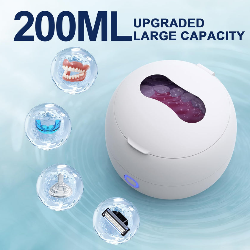 2026 Ultrasonic Retainer Cleaner Machine for Braces, Jewelry, Mouth Guard, 24W Ultrasonic Cleaner with 3 Modes, Suitable for Dental Appliances, Mouth Guard, Night Guard Braces, Jewelry, 200ML Portable Capacity (white) 🍁 All In One Marketplace Canada