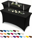 Utopia Kitchen Spandex Tablecloth 2 Pack [6FT, Black] Tight, Fitted, Washable and Wrinkle Resistant Stretch Rectangular Patio Table Cover for Event, Wedding, Banquet & Parties [72Lx30Wx30H] Inch 🍁 All In One Marketplace Canada
