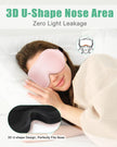 100% Blackout Sleep Mask for Women Men, 2 Packs 3D Contoured Eye Mask for Sleeping with Adjustable Strap, BeeVines Eye Mask for Eyelash Extensions Sleep Mask Blindfold, Soft Breathable Eye Shade Cover for Travel Yoga (Black & Pink)