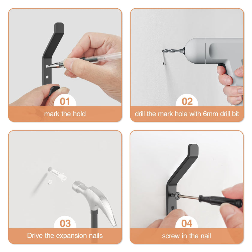 susswiff 10-Pack Coat Hook for Hanging, 10KG (Max), Stainless Wall Hooks for Towel, Hat, Backpack, Key, Clothes, Wall Mounted Coat Hanger for Closet, Black 10 CM 🍁 All In One Marketplace Canada