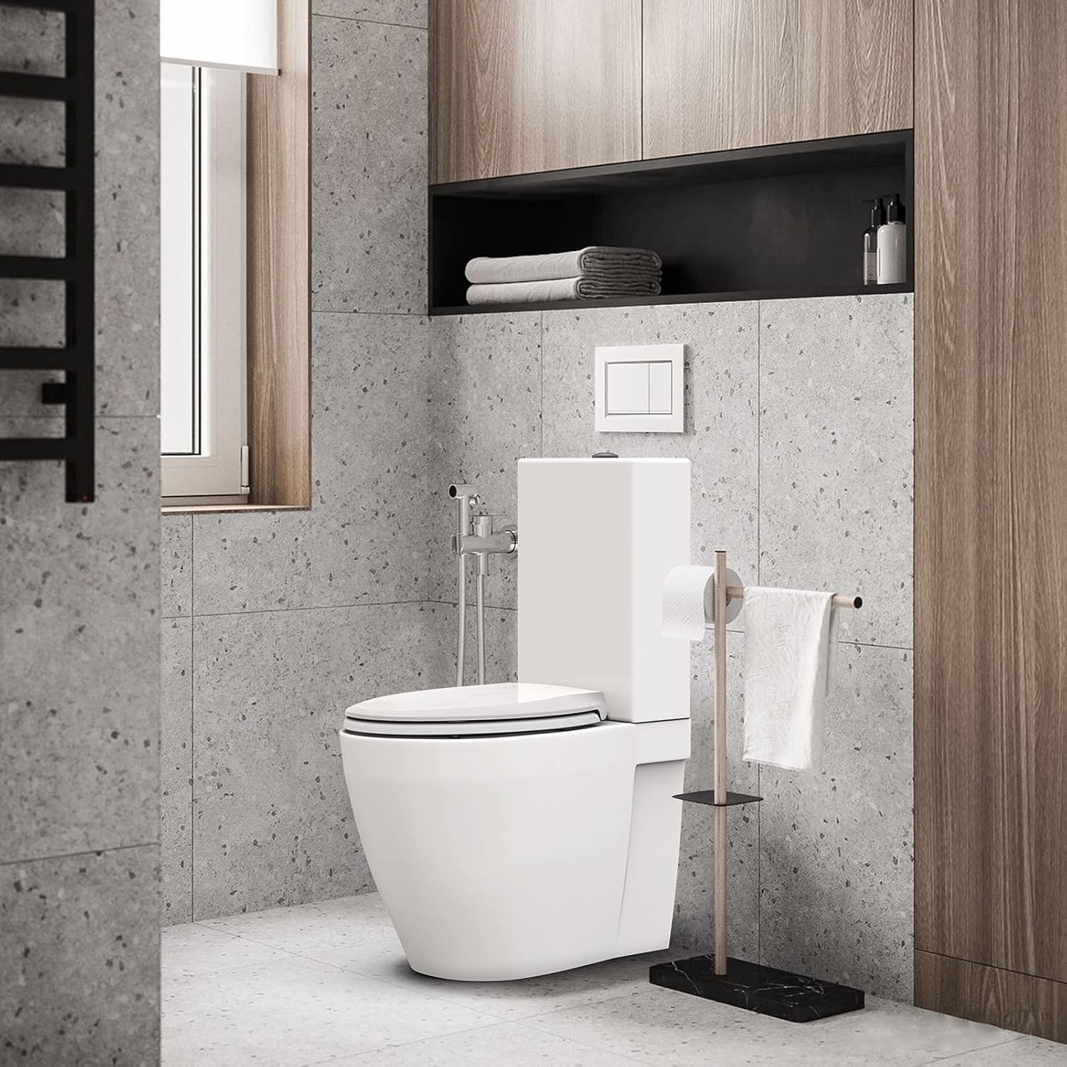 Quiet-Close Toilet Seat Round, Slow Close & Quick Release, Adjustable Quick Screw Attach Non-Slip Hinges, Easy to Install, Universal Fit 🍁 All In One Marketplace Canada