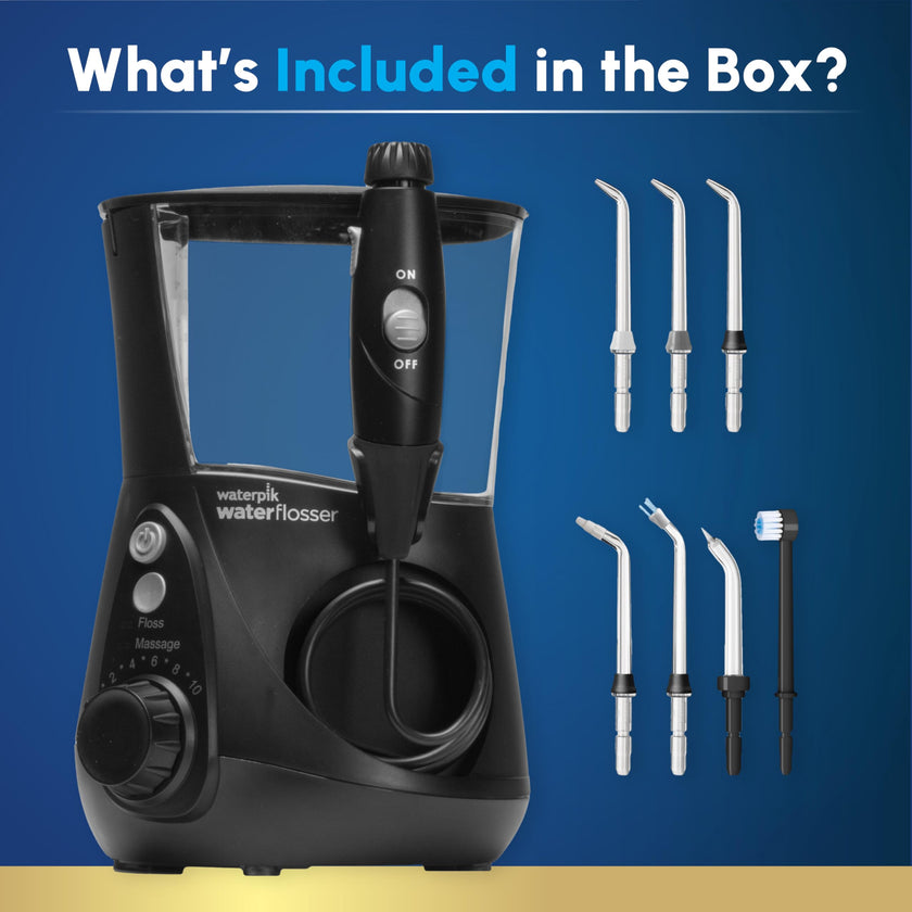Waterpik Aquarius Water Flosser For Teeth Cleaning, Gums, Braces, Dental Care, Electric Power With 10 Settings, 7 Tips For Multiple Users & Needs, CDA Validated, Black WP-662, Packaging May Vary 🍁 All In One Marketplace Canada